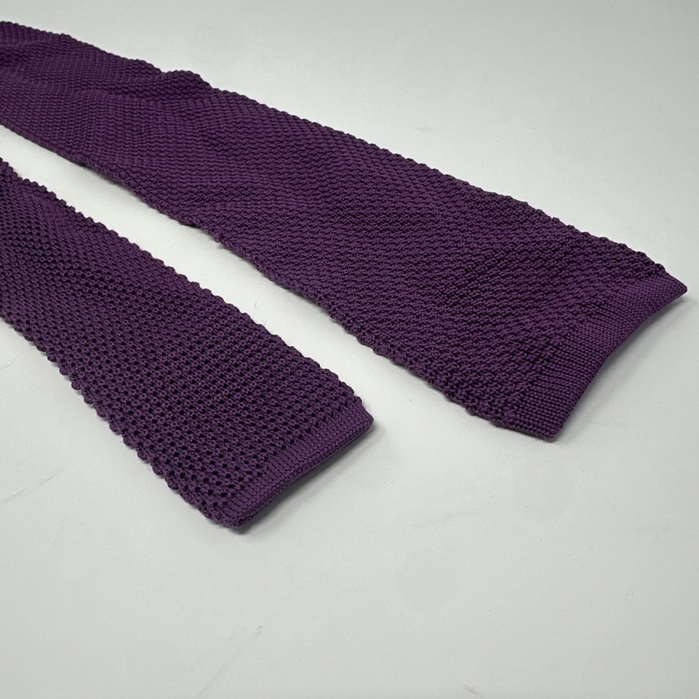 Vintage‎ Silk Knit Kenneth Gordon Tie With Square End Deep Purple